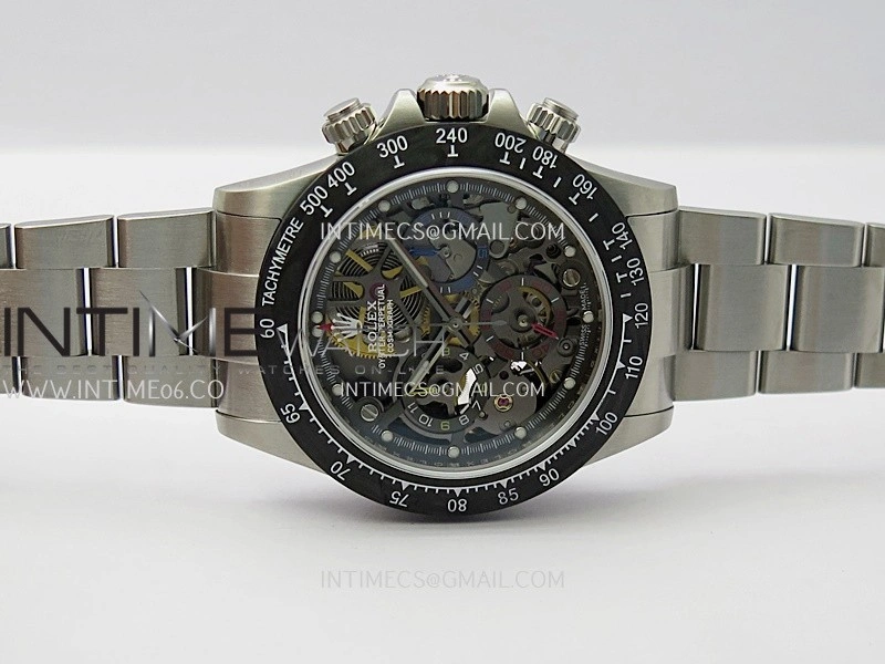 Daytona Arolla Challenge Carbon Bezel SS GETF Best Edition Skeleton Dial On SS Oyster Bracelet A4802