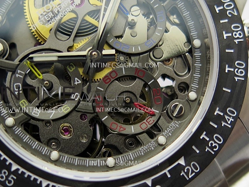 Daytona Arolla Challenge Carbon Bezel SS GETF Best Edition Skeleton Dial On SS Oyster Bracelet A4802