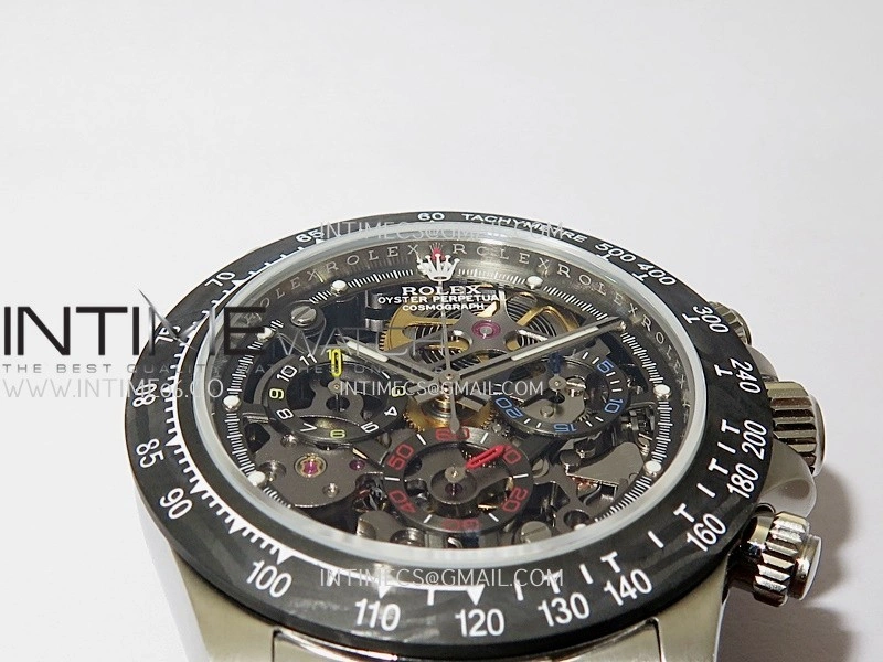 Daytona Arolla Challenge Carbon Bezel SS GETF Best Edition Skeleton Dial On SS Oyster Bracelet A4802