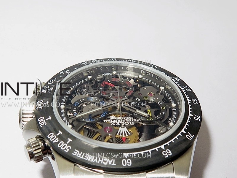 Daytona Arolla Challenge Carbon Bezel SS GETF Best Edition Skeleton Dial On SS Oyster Bracelet A4802