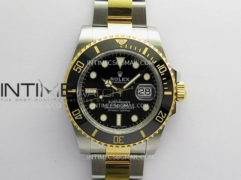 Submariner 116613LN 904L SS YG VF 1:1 Best Edition Black Dial On 904L SS YG Bracelet DD3135