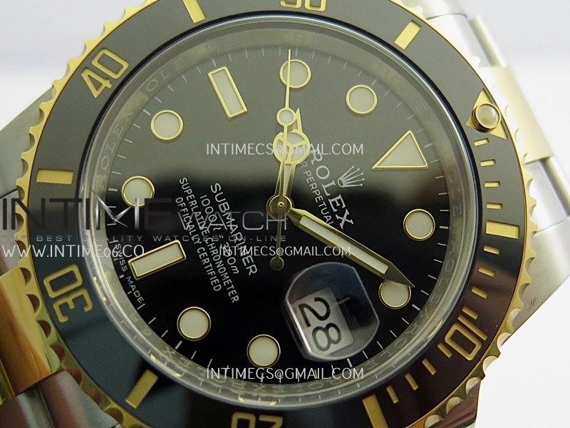 Submariner 116613LN 904L SS YG VF 1:1 Best Edition Black Dial On 904L SS YG Bracelet DD3135