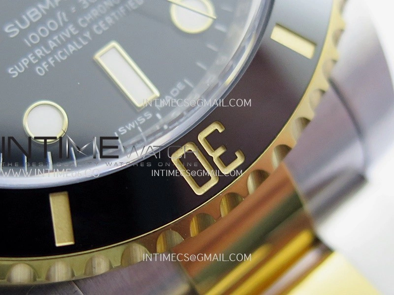 Submariner 116613LN 904L SS YG VF 1:1 Best Edition Black Dial On 904L SS YG Bracelet DD3135