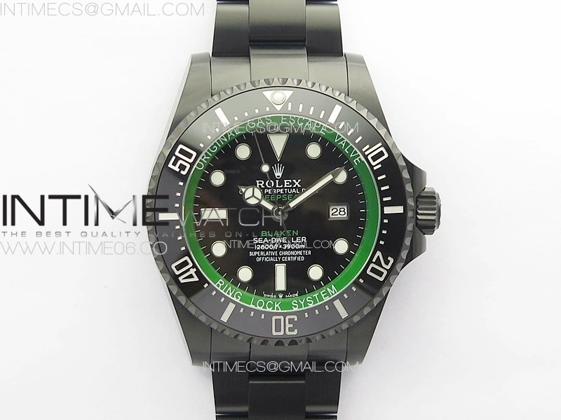 Sea-Dweller 116660 Blaken DLC Green Inner BP Best Edition Black Dial on SS Bracelet A2824