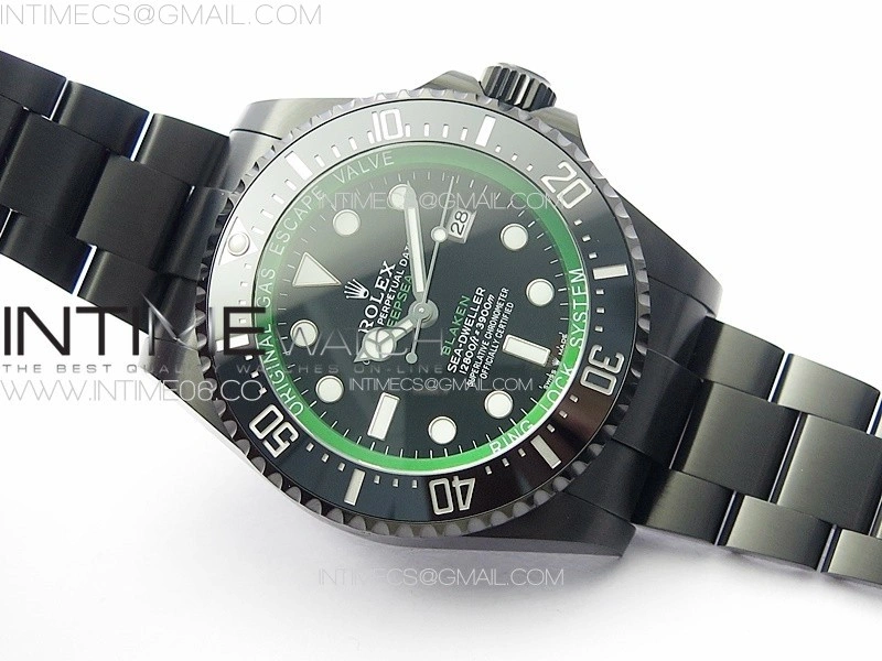 Sea-Dweller 116660 Blaken DLC Green Inner BP Best Edition Black Dial on SS Bracelet A2824
