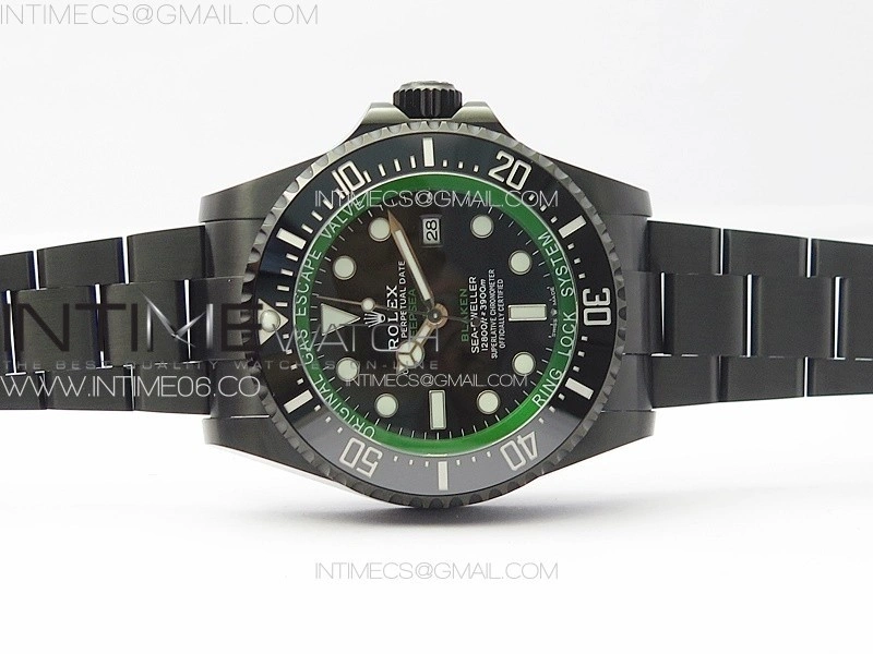 Sea-Dweller 116660 Blaken DLC Green Inner BP Best Edition Black Dial on SS Bracelet A2824