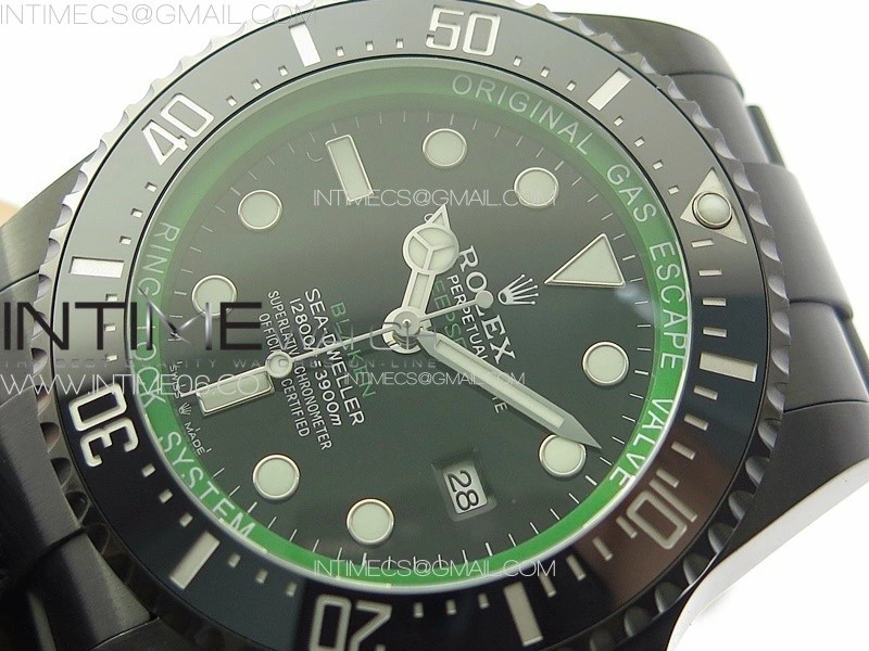 Sea-Dweller 116660 Blaken DLC Green Inner BP Best Edition Black Dial on SS Bracelet A2824