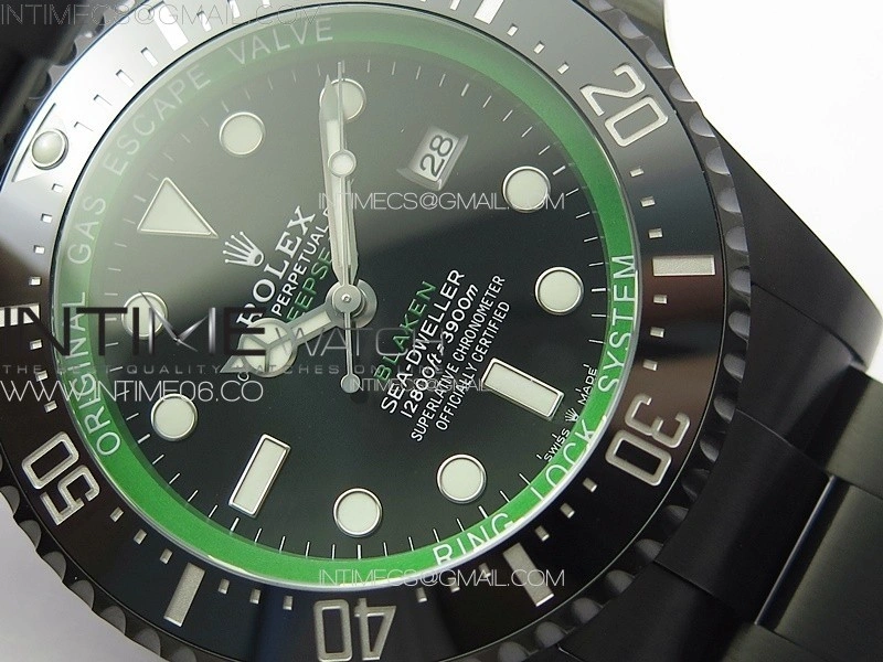 Sea-Dweller 116660 Blaken DLC Green Inner BP Best Edition Black Dial on SS Bracelet A2824