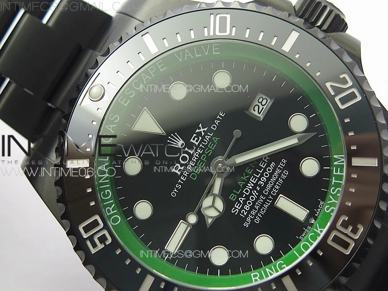 Sea-Dweller 116660 Blaken DLC Green Inner BP Best Edition Black Dial on SS Bracelet A2824