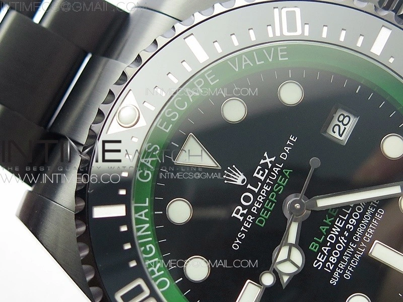 Sea-Dweller 116660 Blaken DLC Green Inner BP Best Edition Black Dial on SS Bracelet A2824