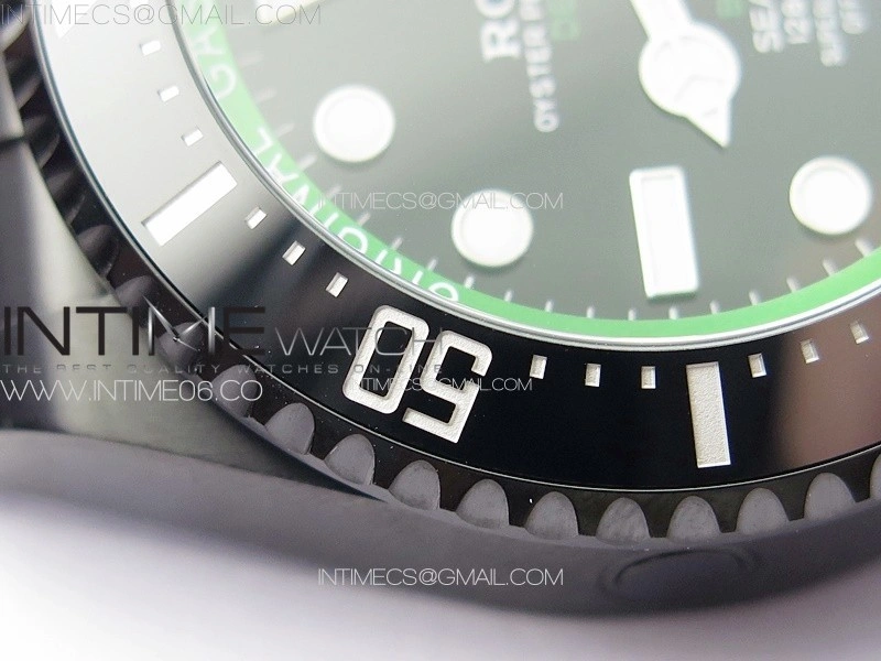 Sea-Dweller 116660 Blaken DLC Green Inner BP Best Edition Black Dial on SS Bracelet A2824