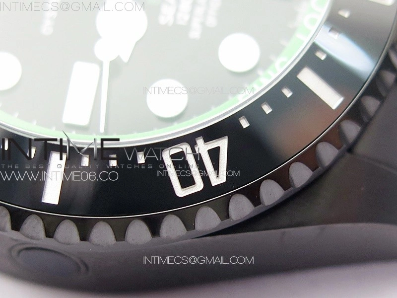 Sea-Dweller 116660 Blaken DLC Green Inner BP Best Edition Black Dial on SS Bracelet A2824