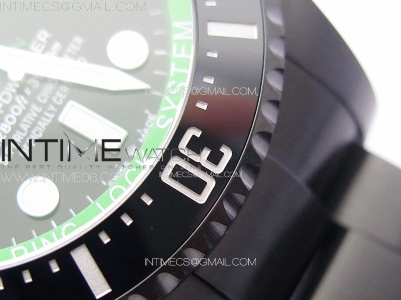 Sea-Dweller 116660 Blaken DLC Green Inner BP Best Edition Black Dial on SS Bracelet A2824