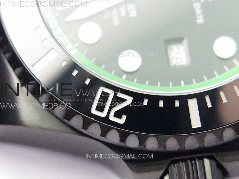 Sea-Dweller 116660 Blaken DLC Green Inner BP Best Edition Black Dial on SS Bracelet A2824