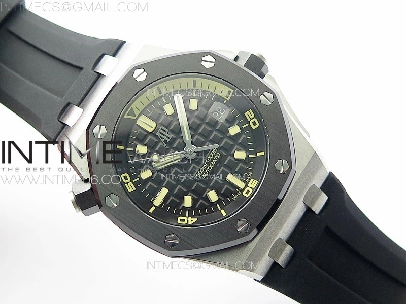 Royal Oak Offshore Diver 15720 Ceramic Bezel ZF 1:1 Best Edition Black Dial on Black Rubber Strap A4308
