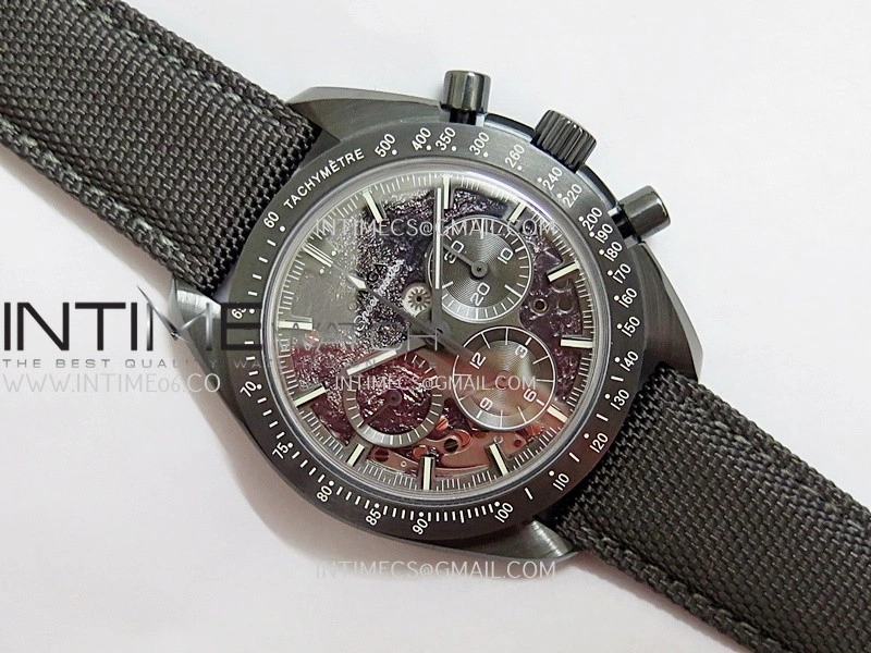 Speedmaster 44mm Ceramic SMF 1:1 Best Edition Gray Skeleton Dial On Gray Nylon Strap A3869