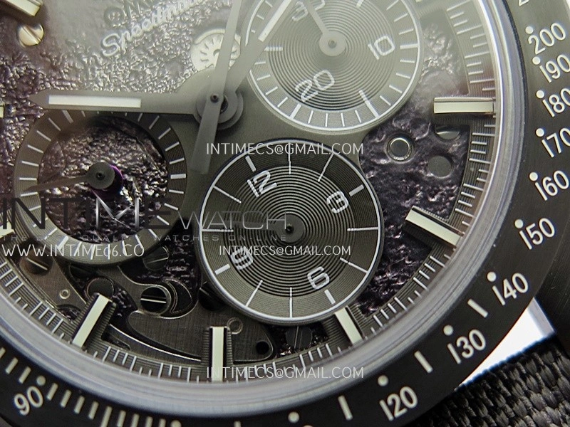 Speedmaster 44mm Ceramic SMF 1:1 Best Edition Gray Skeleton Dial On Gray Nylon Strap A3869