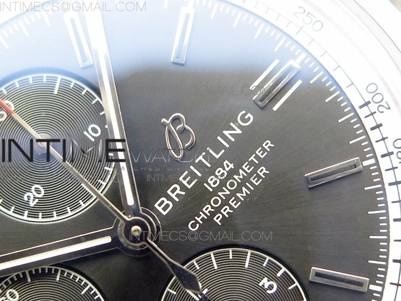 Premier A13315351 SS 42mm BLS 1:1 Best Edition Black Dial on Black Leather Strap A7750