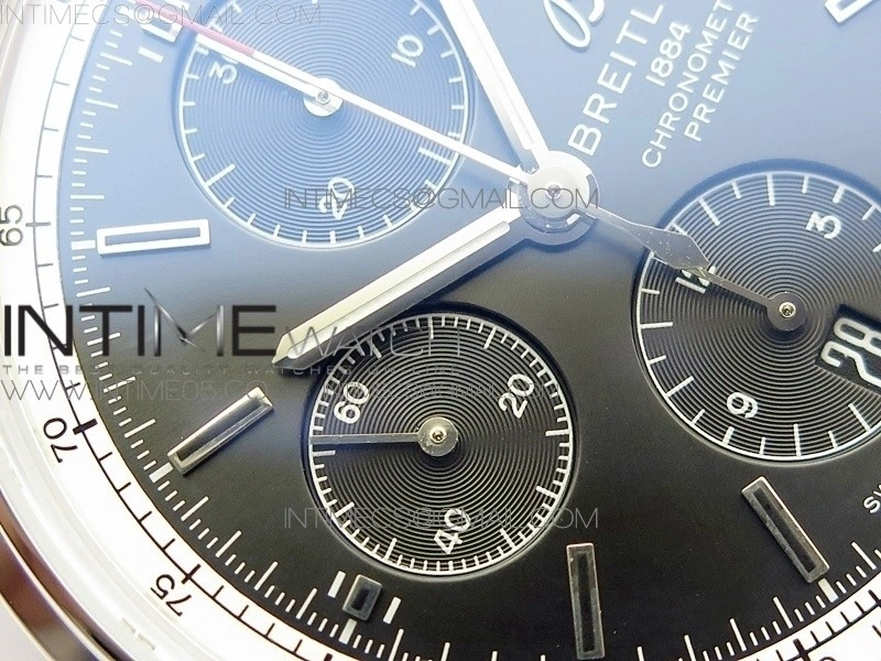 Premier A13315351 SS 42mm BLS 1:1 Best Edition Black Dial on Black Leather Strap A7750