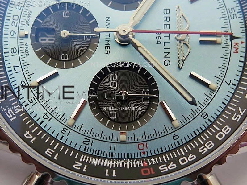 Navitimer B01 43mm SS B50 Best Edition Ice Blue Dial Black Subdial On SS Bracelet A7750