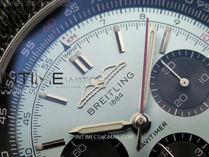 Navitimer B01 43mm SS B50 Best Edition Ice Blue Dial Black Subdial On SS Bracelet A7750