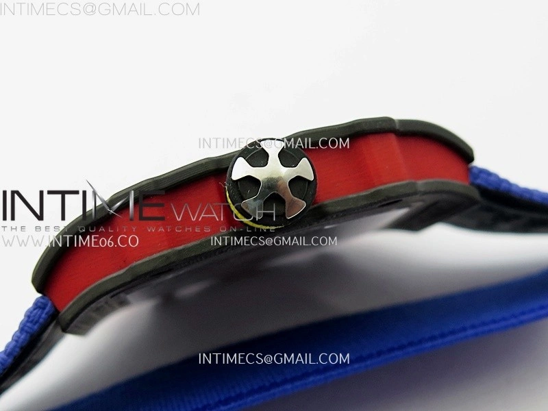 RM67-02 Red Yellow Inner Bezel Real NTPT 1:1 Best Edition Skeleton Dial On Blue Nylon strap CRMA7 Clone