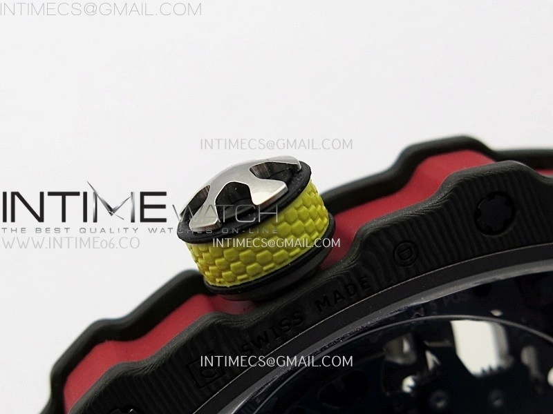 RM67-02 Red Yellow Inner Bezel Real NTPT 1:1 Best Edition Skeleton Dial On Blue Nylon strap CRMA7 Clone