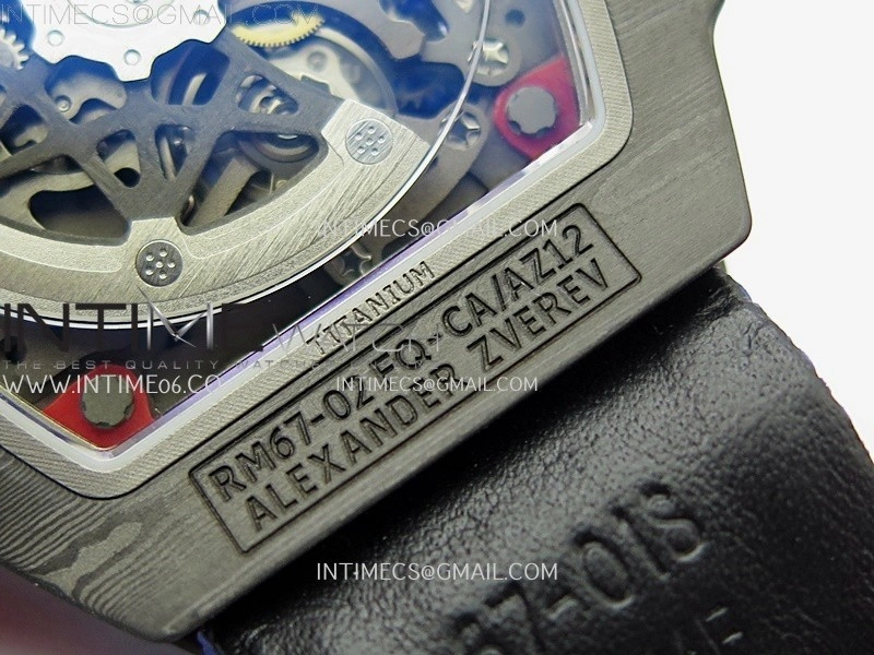 RM67-02 Red Yellow Inner Bezel Real NTPT 1:1 Best Edition Skeleton Dial On Blue Nylon strap CRMA7 Clone