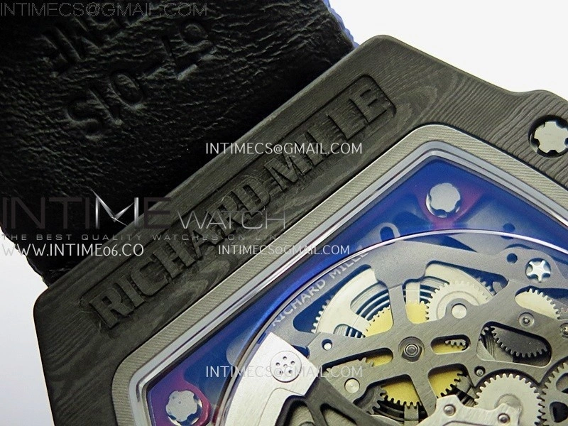 RM67-02 Red Yellow Inner Bezel Real NTPT 1:1 Best Edition Skeleton Dial On Blue Nylon strap CRMA7 Clone