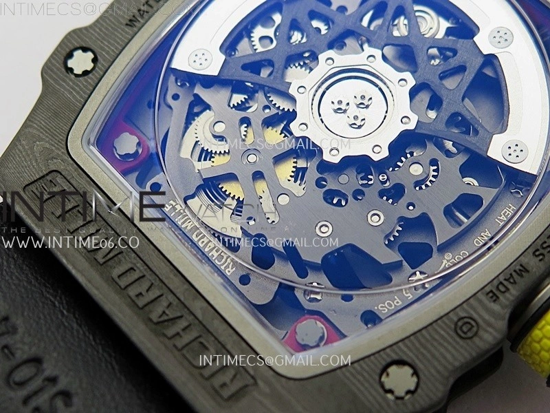 RM67-02 Red Yellow Inner Bezel Real NTPT 1:1 Best Edition Skeleton Dial On Blue Nylon strap CRMA7 Clone