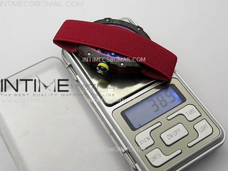 RM67-02 Red Yellow Inner Bezel Real NTPT 1:1 Best Edition Skeleton Dial On Blue Nylon strap CRMA7 Clone