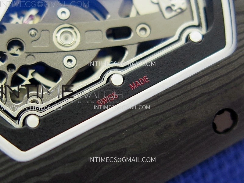 RM67-02 Black Inner Bezel Real NTPT 1:1 Best Edition Skeleton Dial On Blue Nylon strap CRMA7 Clone