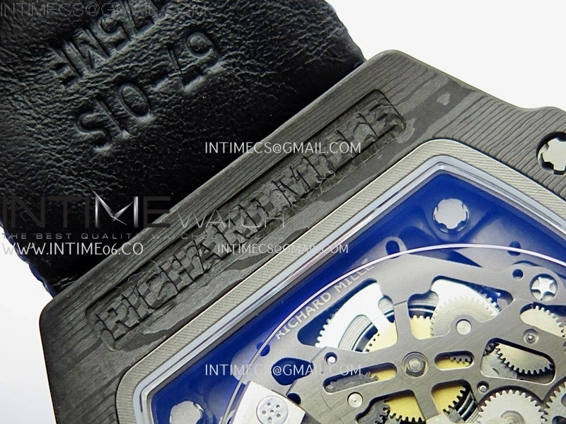 RM67-02 Black Inner Bezel Real NTPT 1:1 Best Edition Skeleton Dial On Blue Nylon strap CRMA7 Clone