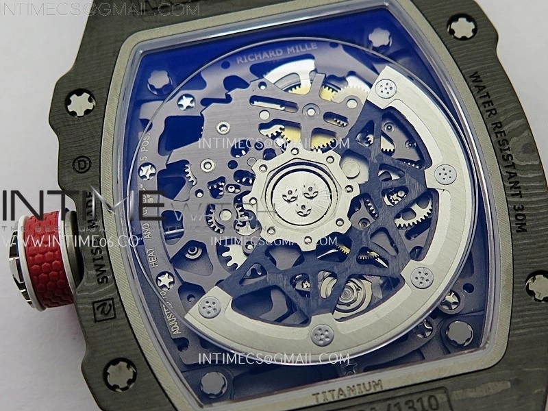 RM67-02 Black Inner Bezel Real NTPT 1:1 Best Edition Skeleton Dial On Blue Nylon strap CRMA7 Clone