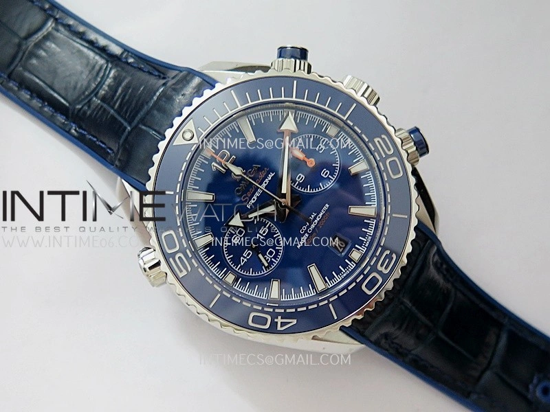 Planet Ocean Master Chronometer Blue Ceramic Bezel SS VRF 1:1 Best Edition Blue Dial On Blue Gummy Strap A9900
