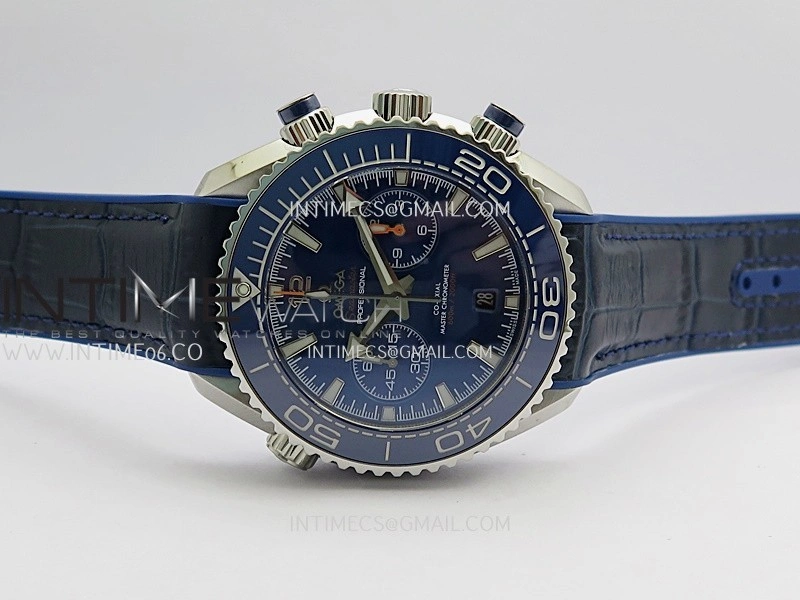 Planet Ocean Master Chronometer Blue Ceramic Bezel SS VRF 1:1 Best Edition Blue Dial On Blue Gummy Strap A9900