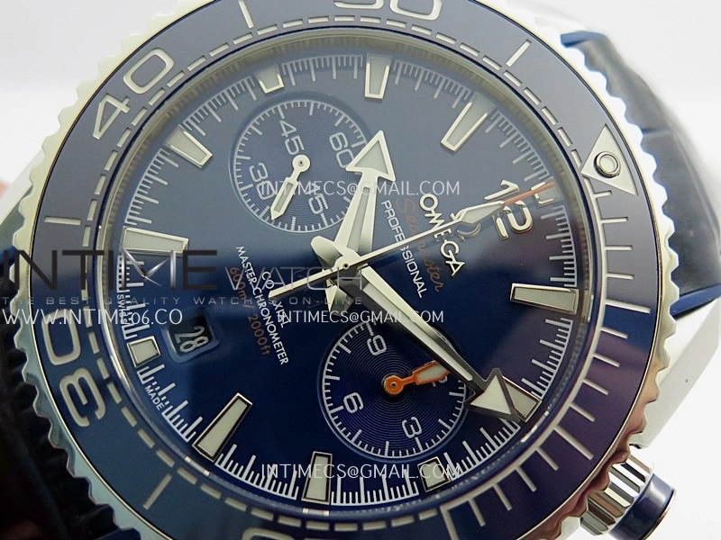 Planet Ocean Master Chronometer Blue Ceramic Bezel SS VRF 1:1 Best Edition Blue Dial On Blue Gummy Strap A9900