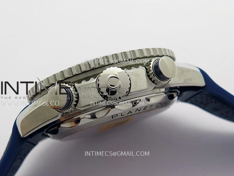 Planet Ocean Master Chronometer Blue Ceramic Bezel SS VRF 1:1 Best Edition Blue Dial On Blue Gummy Strap A9900