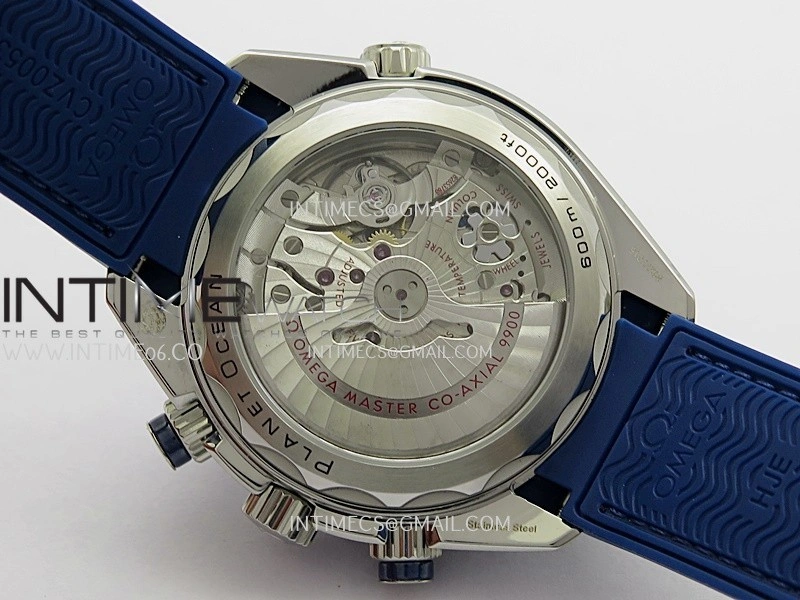 Planet Ocean Master Chronometer Blue Ceramic Bezel SS VRF 1:1 Best Edition Blue Dial On Blue Gummy Strap A9900