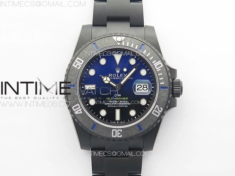 Submariner DIW DLC Sandblasted VSF 1:1 Best Edition Black Blue Dial on DLC Bracelet VS3135