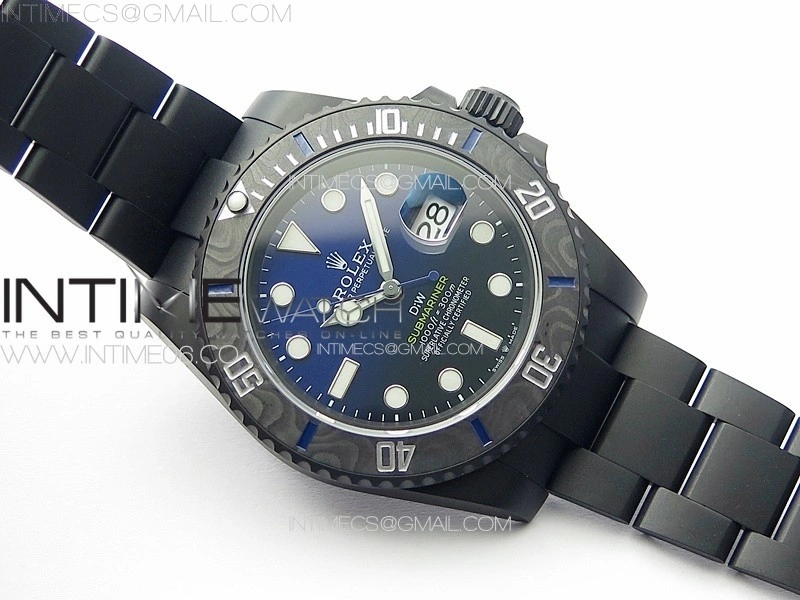 Submariner DIW DLC Sandblasted VSF 1:1 Best Edition Black Blue Dial on DLC Bracelet VS3135