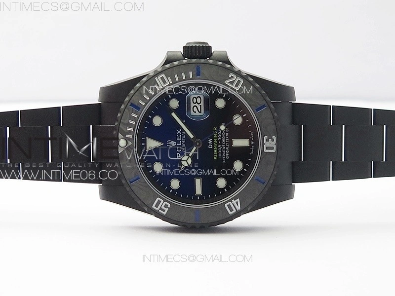 Submariner DIW DLC Sandblasted VSF 1:1 Best Edition Black Blue Dial on DLC Bracelet VS3135
