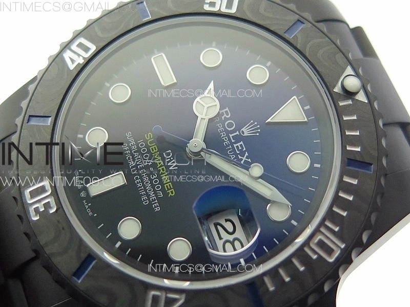 Submariner DIW DLC Sandblasted VSF 1:1 Best Edition Black Blue Dial on DLC Bracelet VS3135