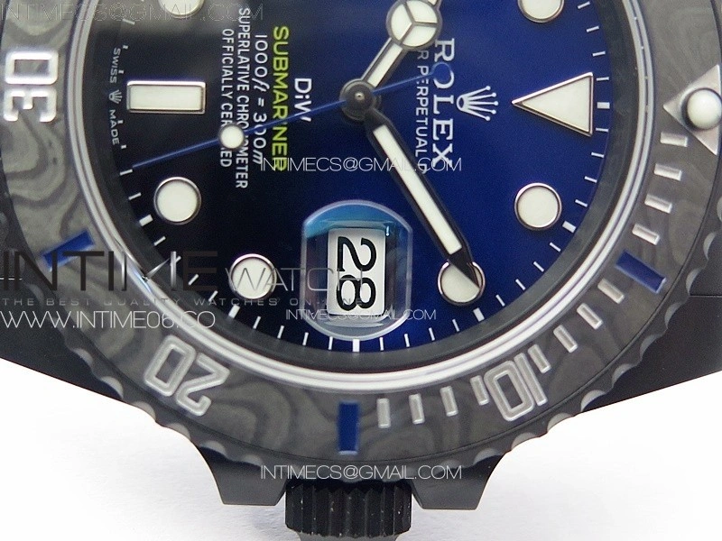 Submariner DIW DLC Sandblasted VSF 1:1 Best Edition Black Blue Dial on DLC Bracelet VS3135