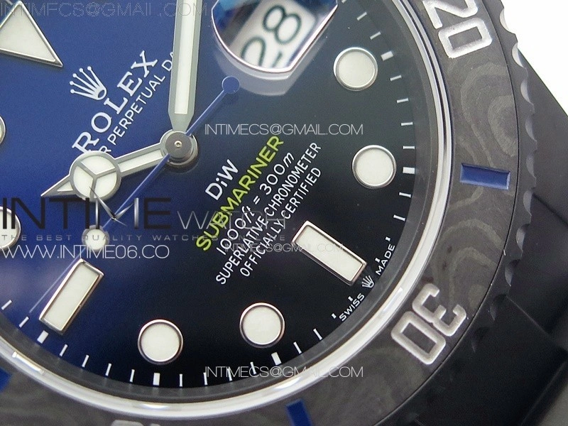 Submariner DIW DLC Sandblasted VSF 1:1 Best Edition Black Blue Dial on DLC Bracelet VS3135