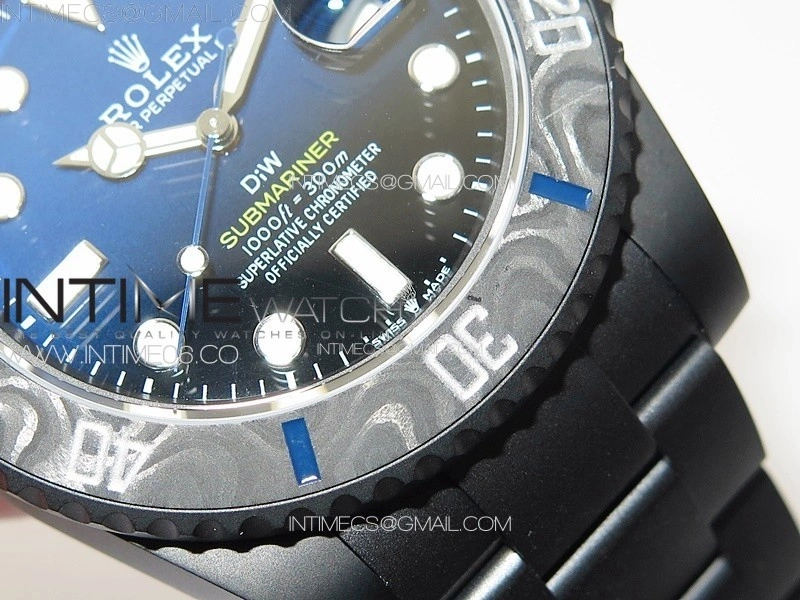 Submariner DIW DLC Sandblasted VSF 1:1 Best Edition Black Blue Dial on DLC Bracelet VS3135