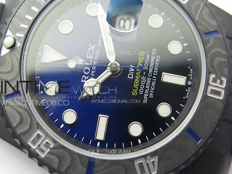 Submariner DIW DLC Sandblasted VSF 1:1 Best Edition Black Blue Dial on DLC Bracelet VS3135