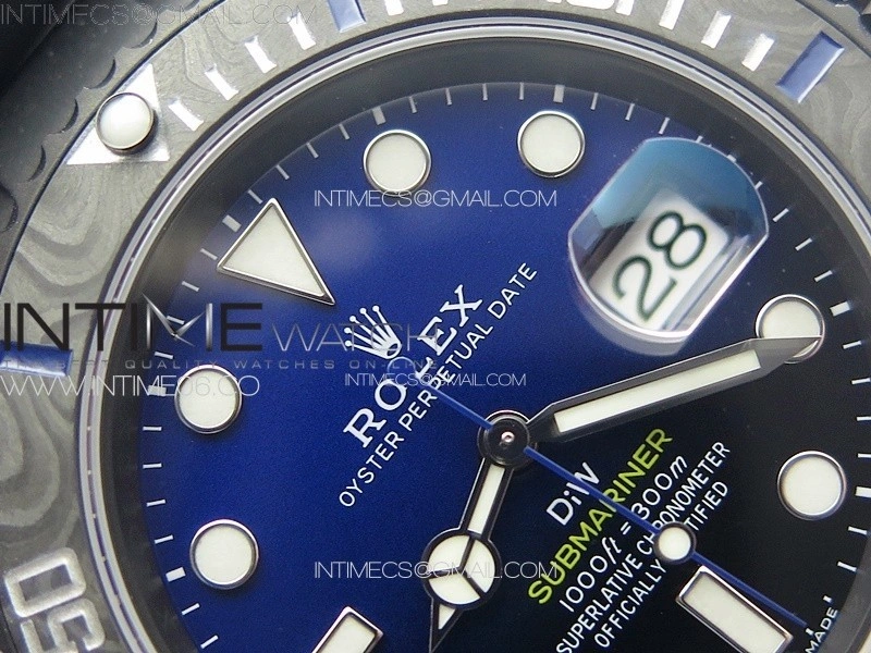 Submariner DIW DLC Sandblasted VSF 1:1 Best Edition Black Blue Dial on DLC Bracelet VS3135