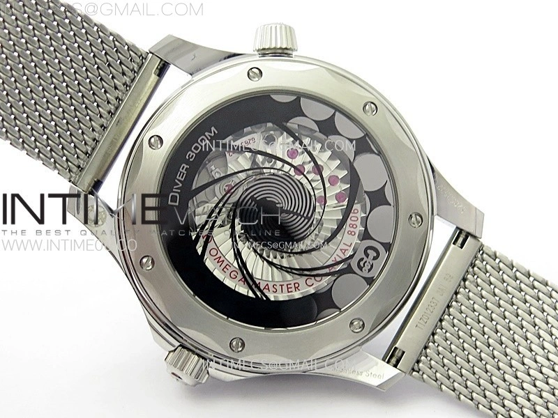 Seamaster Diver 300M 007 B50F Blue Ceramic Blue wave textured Dial on SS Bracelet A8806