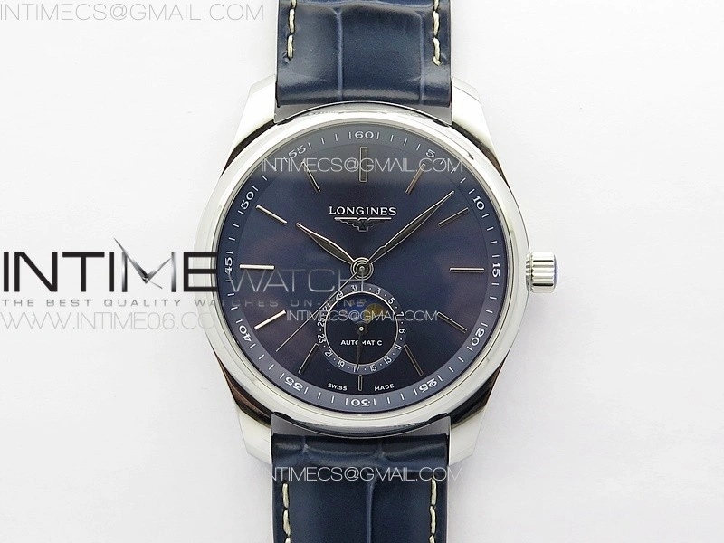 Master Moonphase SS APSF 1:1 Best Edition Blue Stick Dial on Blue Leather Strap AL899